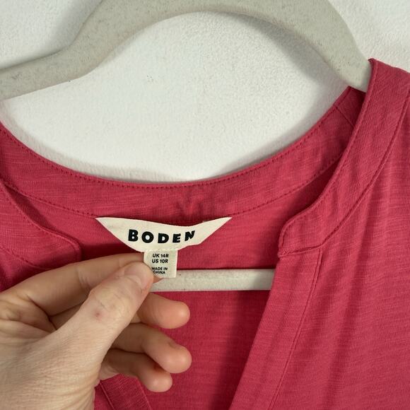 Boden Chloe Notch Jersey Shirt Midi Dress Pink Minimalist Womens UK 14 US 10 - Picture 5 of 9